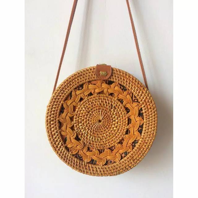 Tas Rotan/Tas Bulat Motif Ulir Kualitas Super