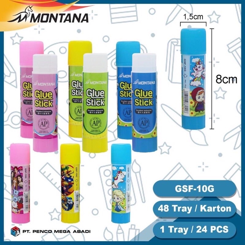 (SUN) GLUE STICK LEM KERTAS BATANG / GLUE STIK FANCY 10gram KARAKTER MOTIF KARTUN