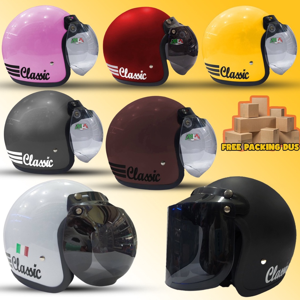 [GROSIR] Helm Bogo Polos Classic Dewasa PINK SWEET Kaca Datar / Kaca Cembung Hitam Bening Untuk Pria Dan Wanita Dewasa Free Packing BOX