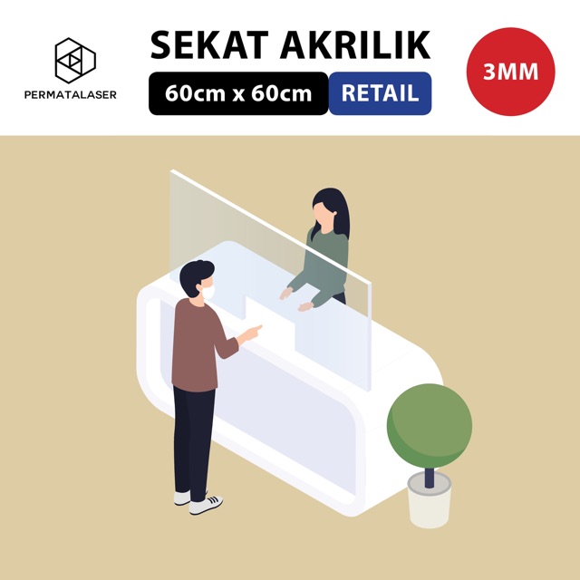 Partisi Sekat Akrilik Akrilik Pembatas Meja 