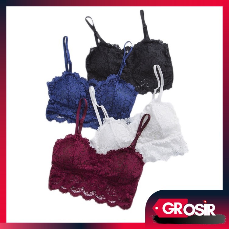 Grosir - F347 BRA Wanita Model Tanpa Kawat Hiasan Renda Bergaya Sexy / BRA Fashion Pakaian Dalam