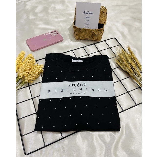 Sweater Cewe NEVADA Polkadot // Sweater Wanita Murah-Hitam Polka