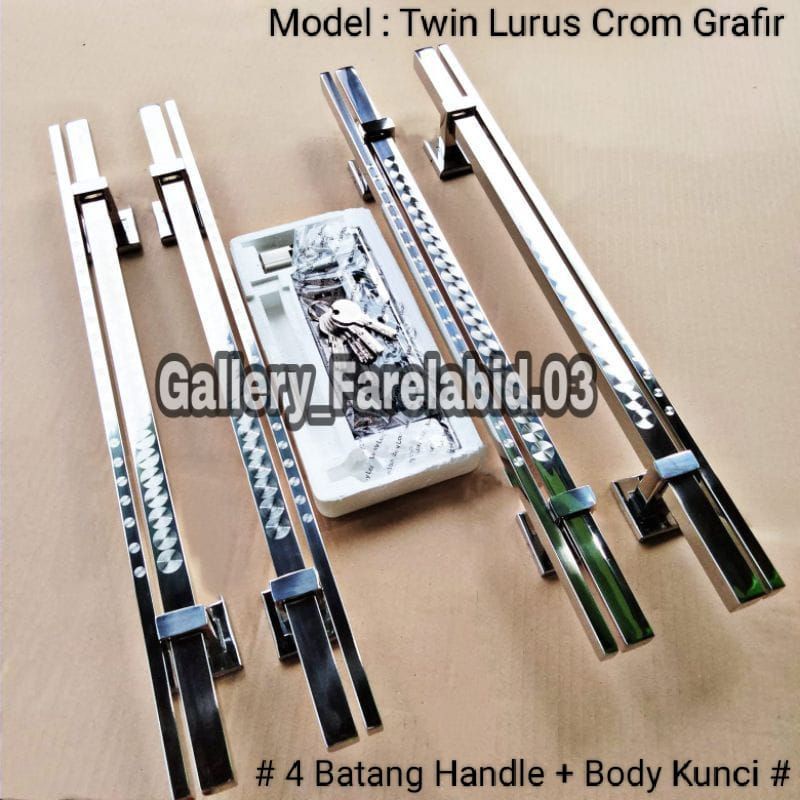 1 Meter Handle Pintu Rumah Stainless Steel Grafir 100 Cm Full Set Body Kunci Gagang Pintu Rumah Modern Set Bodi Pelor Pegangan Pintu Kupu Tarung Tarikan Pintu Rumah Utama Minimalis