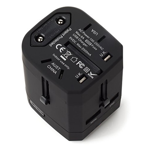 Loop Universal Adapter 4 in 1 US UK EU AU Plug with USB Port - GN-U303U - Black