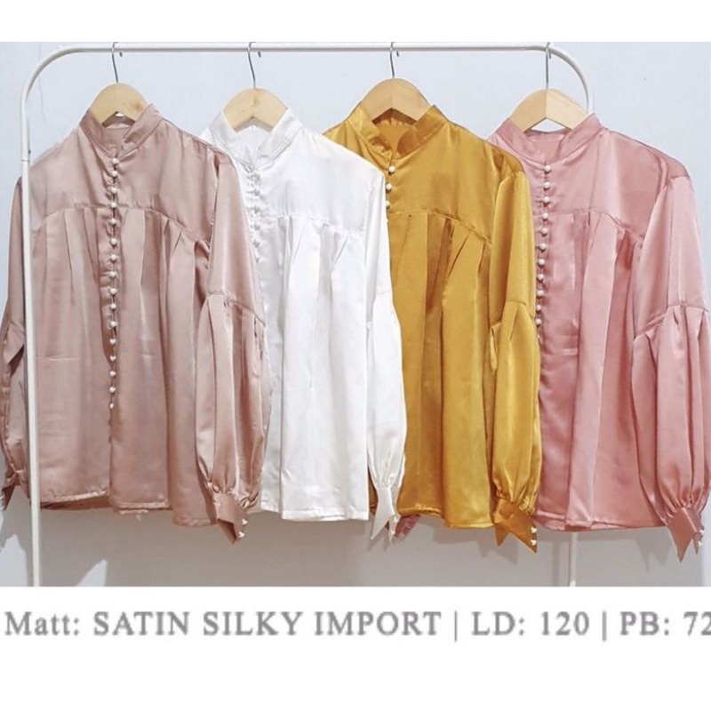 [SALE] SALESTOCK Kemeja Blouse SS Satin Silk Import-3