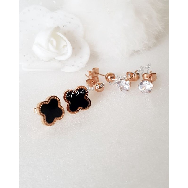 Ready Set3 Anting Tusuk Titanium Premium Rosegold anting Tusuk Titanium set 3 antikarat Titanium Fashion