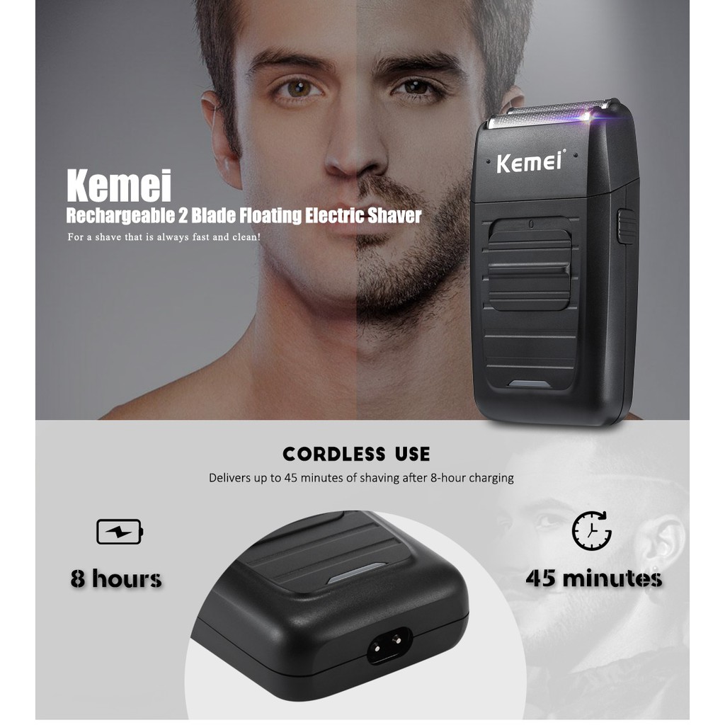 Kemei Shaver KM-1102 Alat Cukur Kumis dan Jenggot Rechargeable