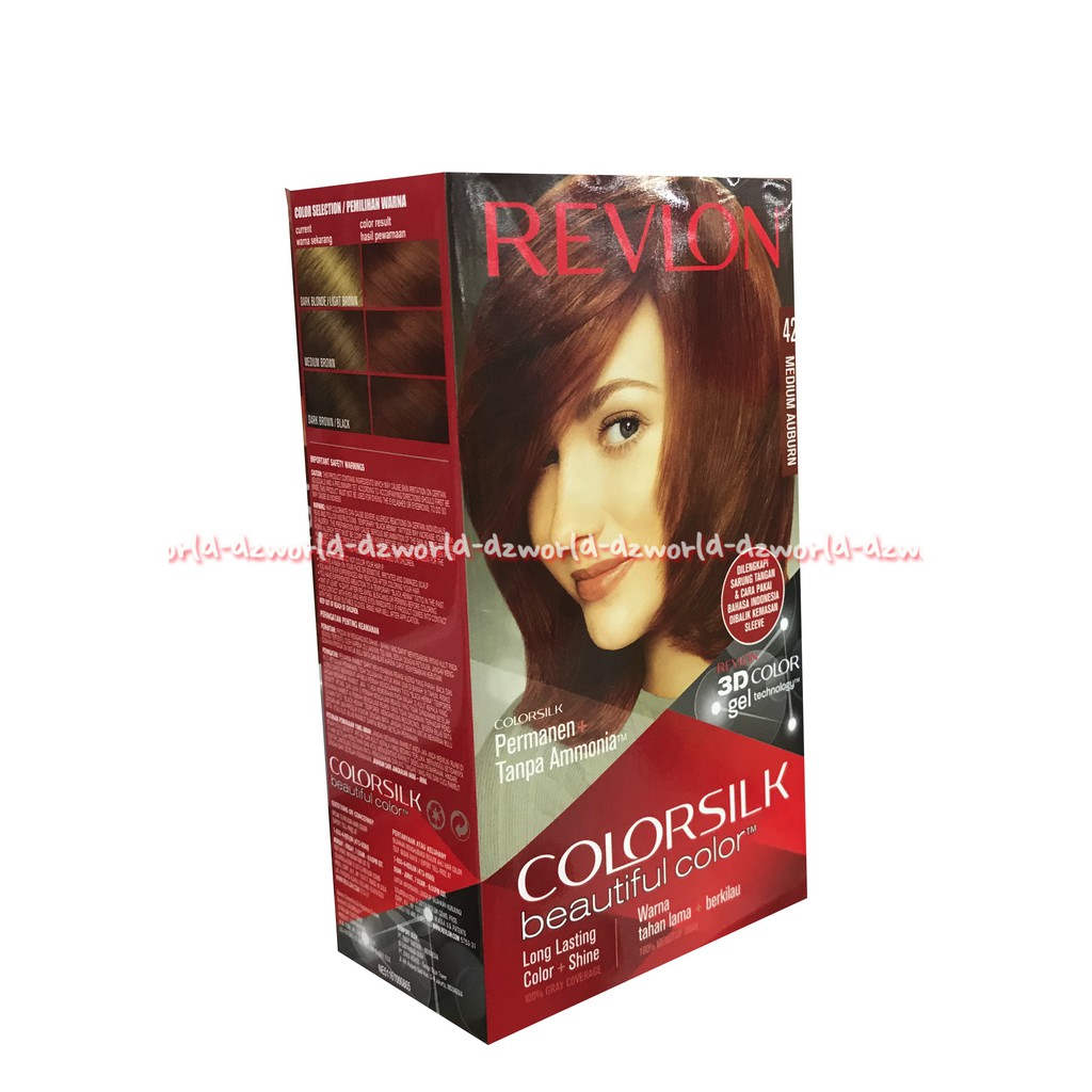 Revlon Colorsilk Beautiful Color 42 Medium Auburn Brown Cat Warna Coklat Blonde Pirang Cat Rambut Pewarna Hair Color