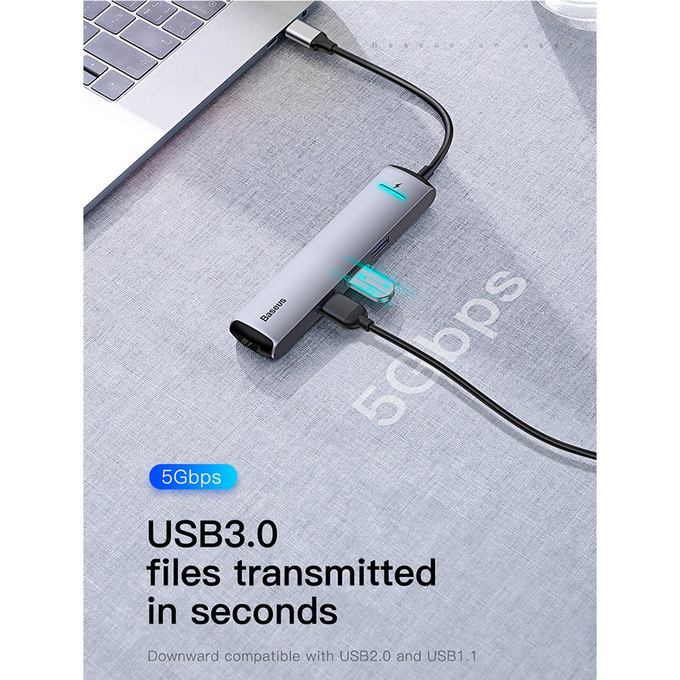 Baseus Mechanical Eye 6 in 1 USB Hub Docking Station 3xUSB + HDMI + LAN Adapter + PD Charging