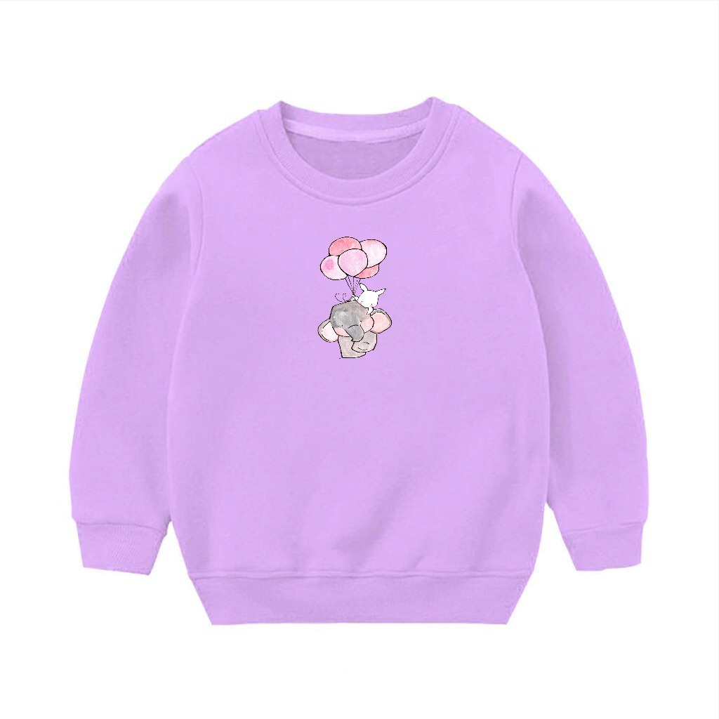 Crewneck sweater anak flece tebal unisex motif lucu terbaru perempuan dan laki laki