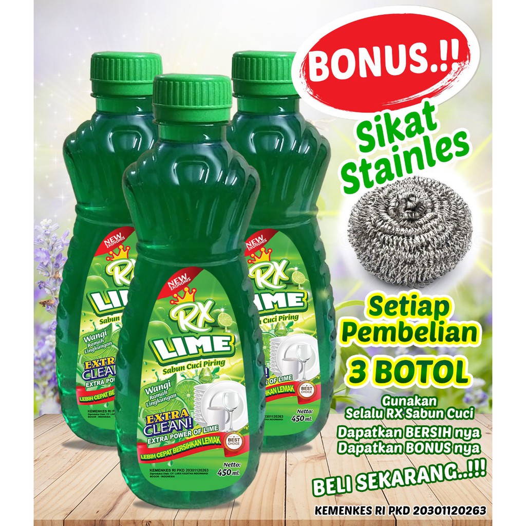 Sale Sabun Cuci Piring Pencuci Lemon Bersih Wangi RX Lime Gratis Sikat Sponge