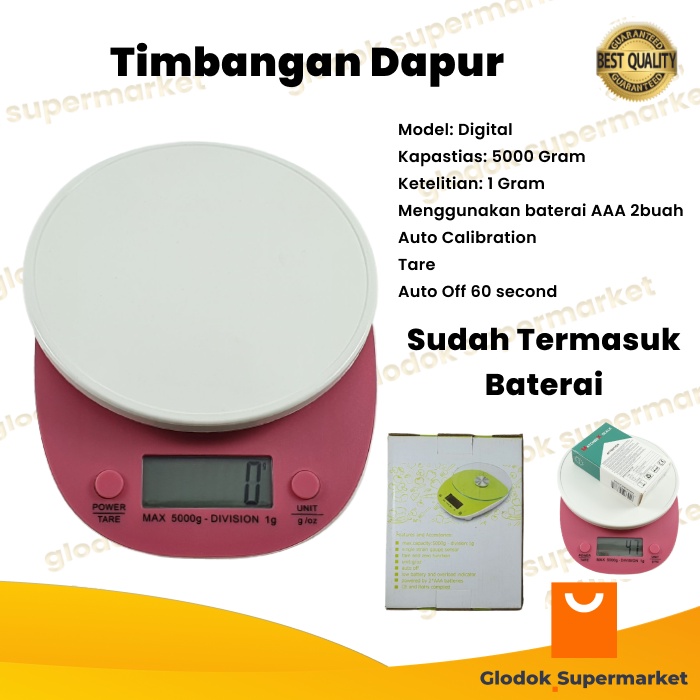 Timbangan Dapur Digital Kue Kitchen Scale 5000 Gram 1g 5Kg