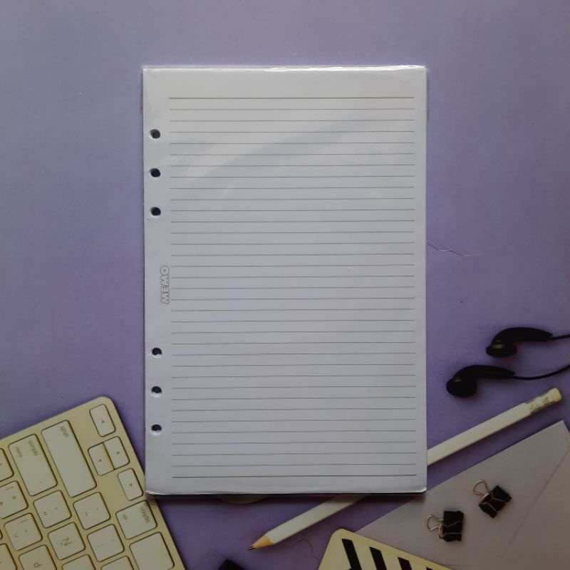 

Kertas Binder Warna A5 6ring Isi Polos Garis Loose Leaf Plain Line 70gsm