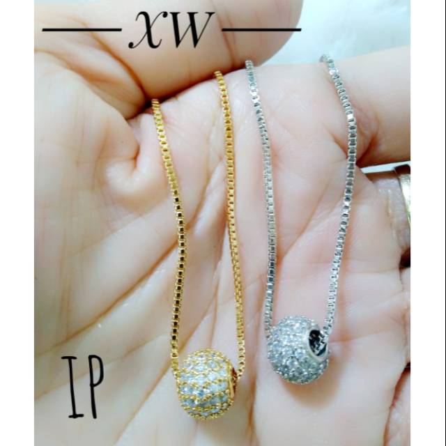 Kalung Fashion Rhodium bola Zircon K02042