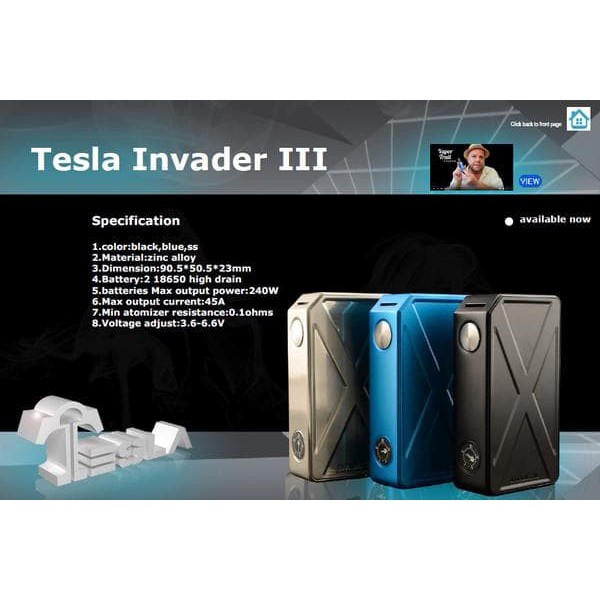 Tesla Invader Iii 240 Watt Authentic Vape Mod Shopee Indonesia
