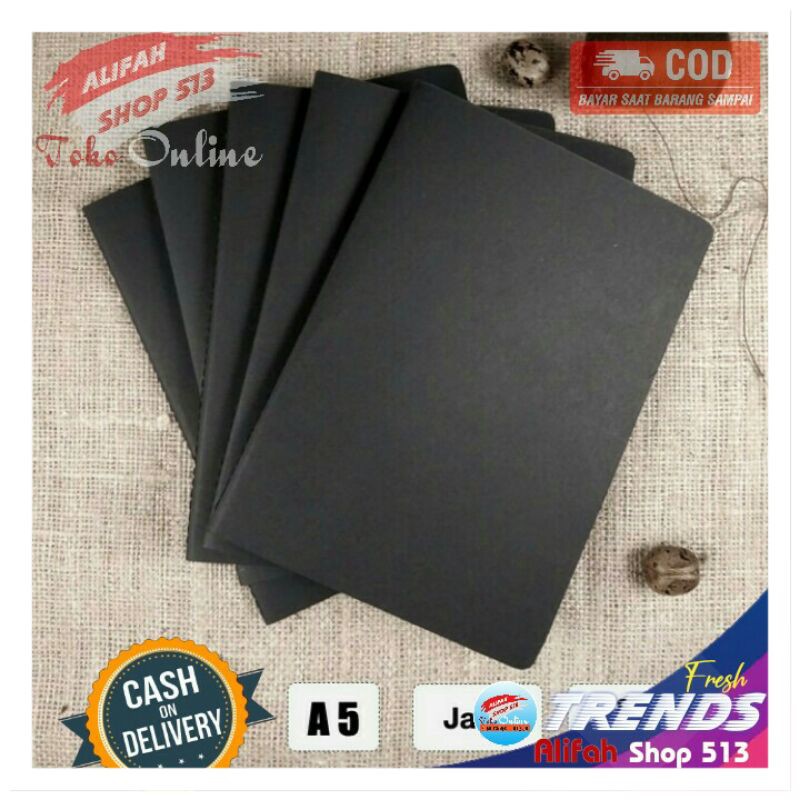 

Buku Notebook A5 Kertas Hitam Jahit