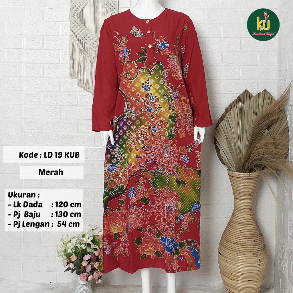 COD LD 20 KUB | DASTER PANJANG KENCANA UNGU ASLI LABEL BIRU | LongDress Wanita Lengan Panjang Busui ini-Merah A