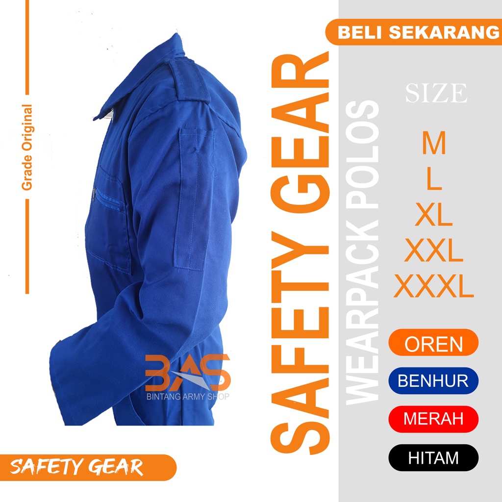 Werpack Safety Polos | wearpack bengkel | baju bengkel | seragam kerja proyek