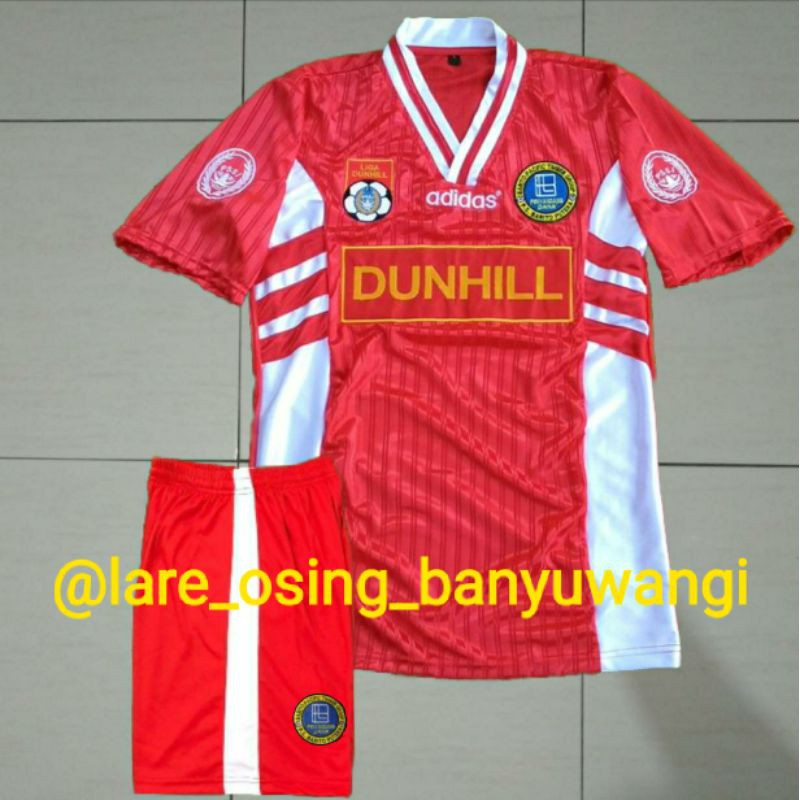 SETELAN DEWASA BARITO PUTRA 1995 HOME MERAH JERSEY CELANA LIGA DUNHIL RETRO PRINTING