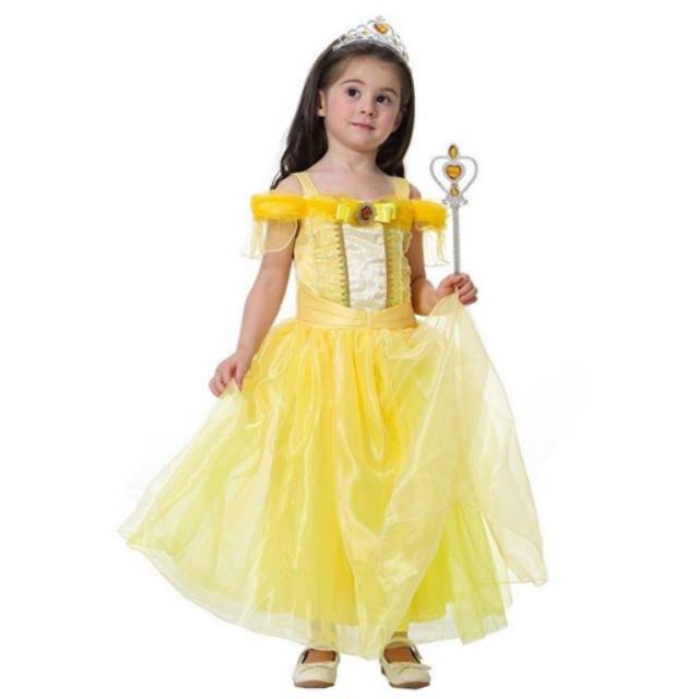 PRINCESS BELLE DRESS / KOSTUM GAUN BAJU PESTA ANAK IMPORT