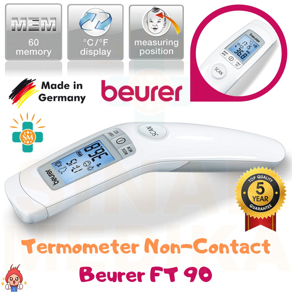 THERMOMETER NON KONTAK BEURER FT 90 . ALAT PENGUKUR SUHU CONTACTLESS FT 90 BEURER . TERMOMETER