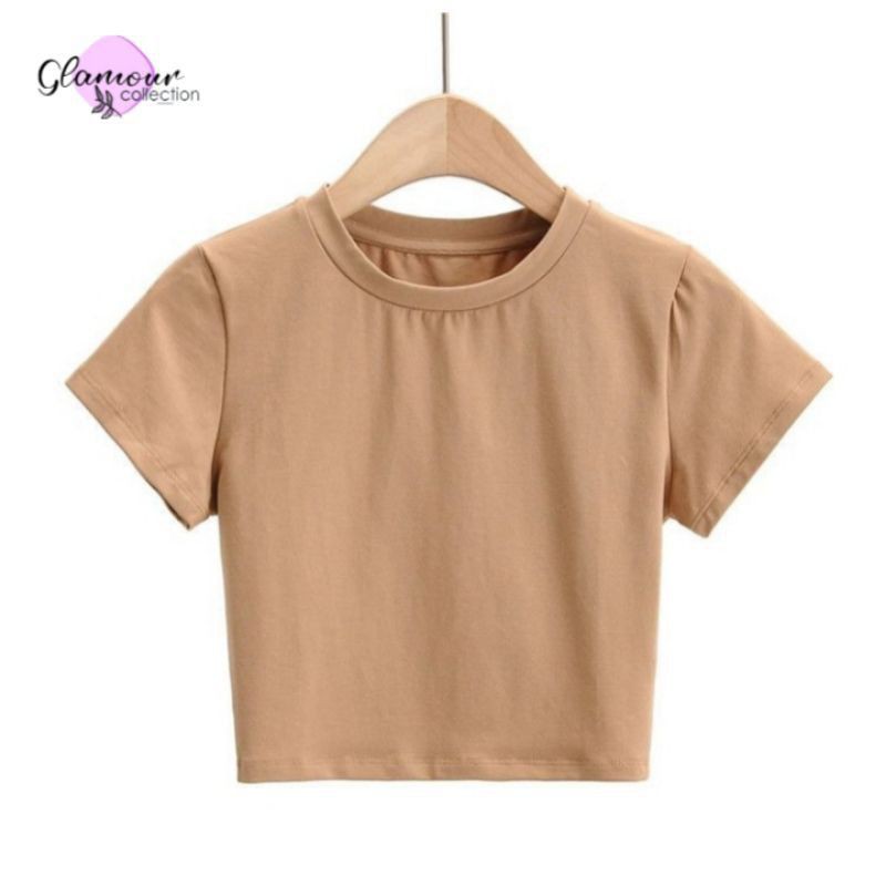 Kaos Crop Top Polos Wanita Crop Tee Press Body (S,M,L)