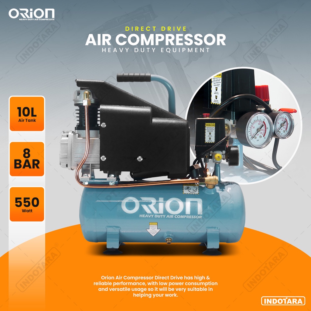 Kompresor Angin 0.75 Kw 3/4 HP 10L Air Compressor Orion type DC75M