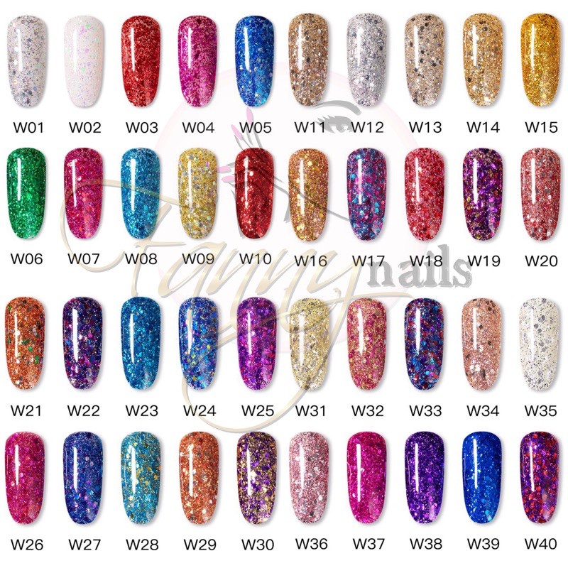 (01 - 20) ROSALIND glitter W series 7ml kutek botol glitter rosalind kutek gel soak off uv gel