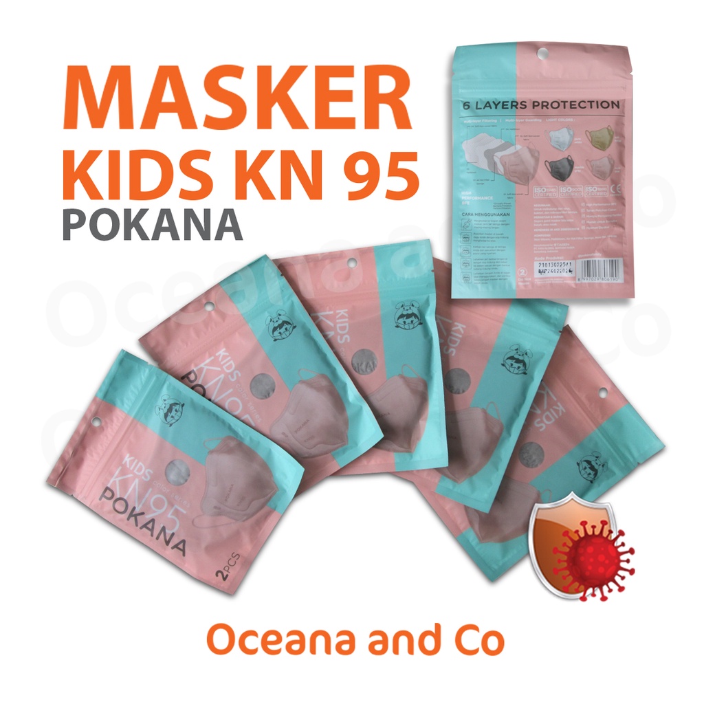 Masker Pokana KN95 Kids 6 Ply Sachet Isi 2 pcs