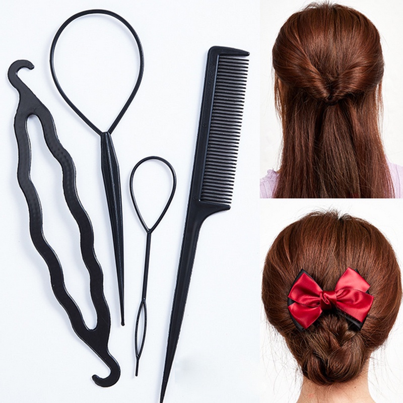 SISIR RAMBUT AKSESORIS PENJEPIT SANGGUL KONDE SET ALAT SALON HIAS RAMBUT WANITA Isi 4pcs AK95