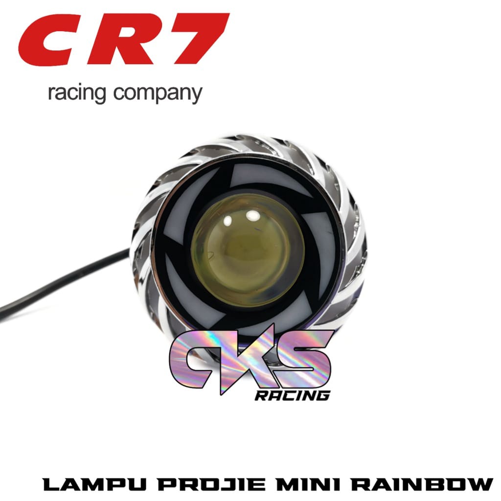 lampu depan LED projie projector kipas rainbow long stay flash headlamp rainbow