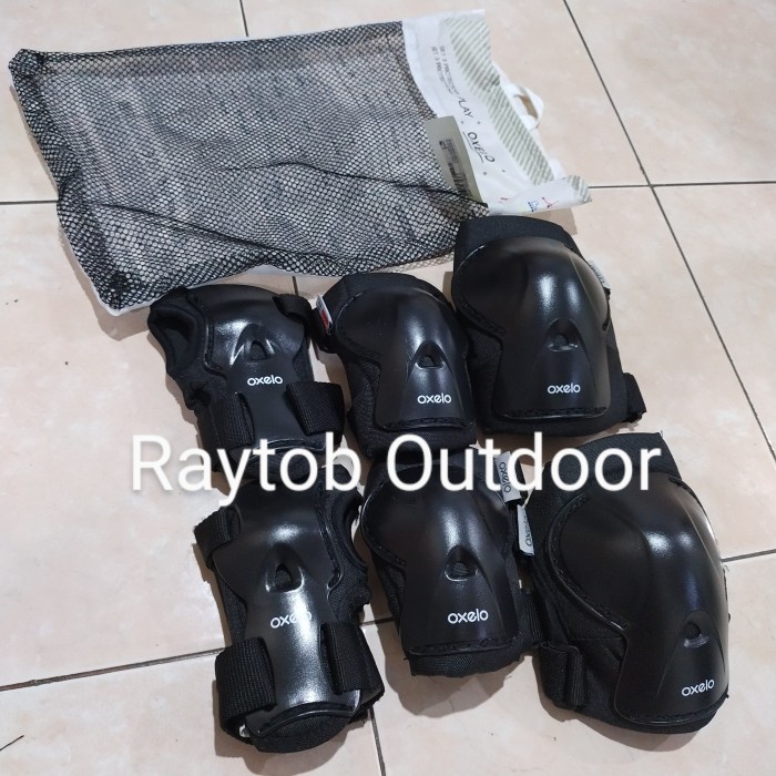 Pelindung Lutut Tangan Anak 3 SET Protector Inline Skate Oxelo Black