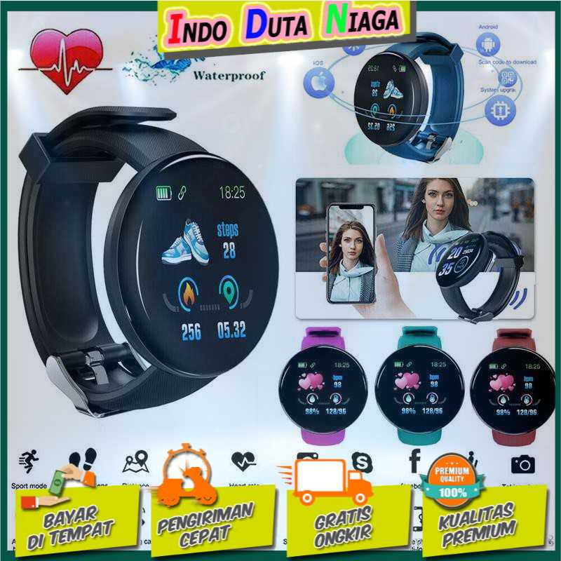 IDN - SKMEI Smartwatch Sport Fitness Tracker Heart Rate Blood Oxygen - D18