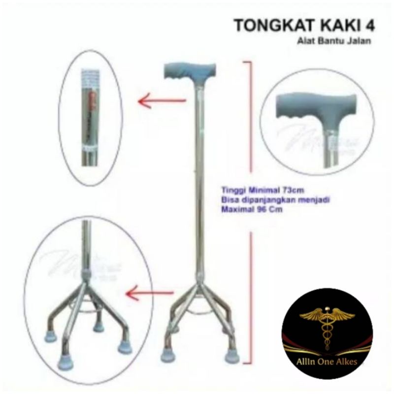Tongkat Kaki 4 Stainles Steel - tongkat kaki 4 - tongkat kaki 4