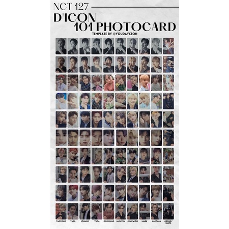 DICON 101 NCT 127 MEMBER SET HAECHAN MARK JAEHYUN TAEYONG YUTA TAEIL GROUP BINDER PHOTOCARDS PC