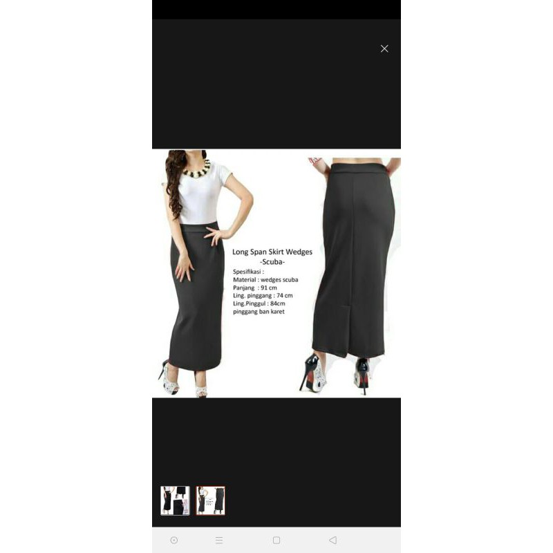 ROK KERJA  WANITA PANJANG PINGGANG KARET MODEL A/ ROK PANJANG SPAN-grey