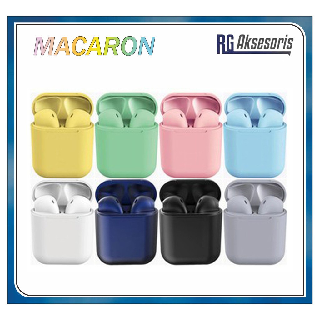 Headset Bluetooth i12 MACARON / i12s Wireless inpods 12 v5-I12 MACARON