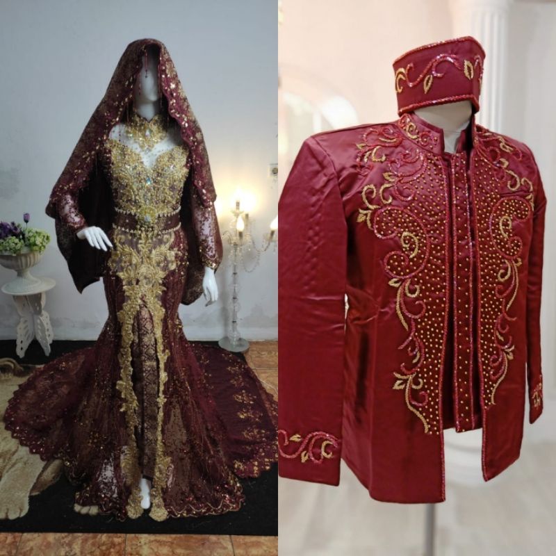 CAUPLE KEBAYA KOTO GADANG  MODREN/ KEBAYA FUL PAYET  | KEBAYA AKAD TERBARU/ GAUN PENGANTEN/KEBAYA