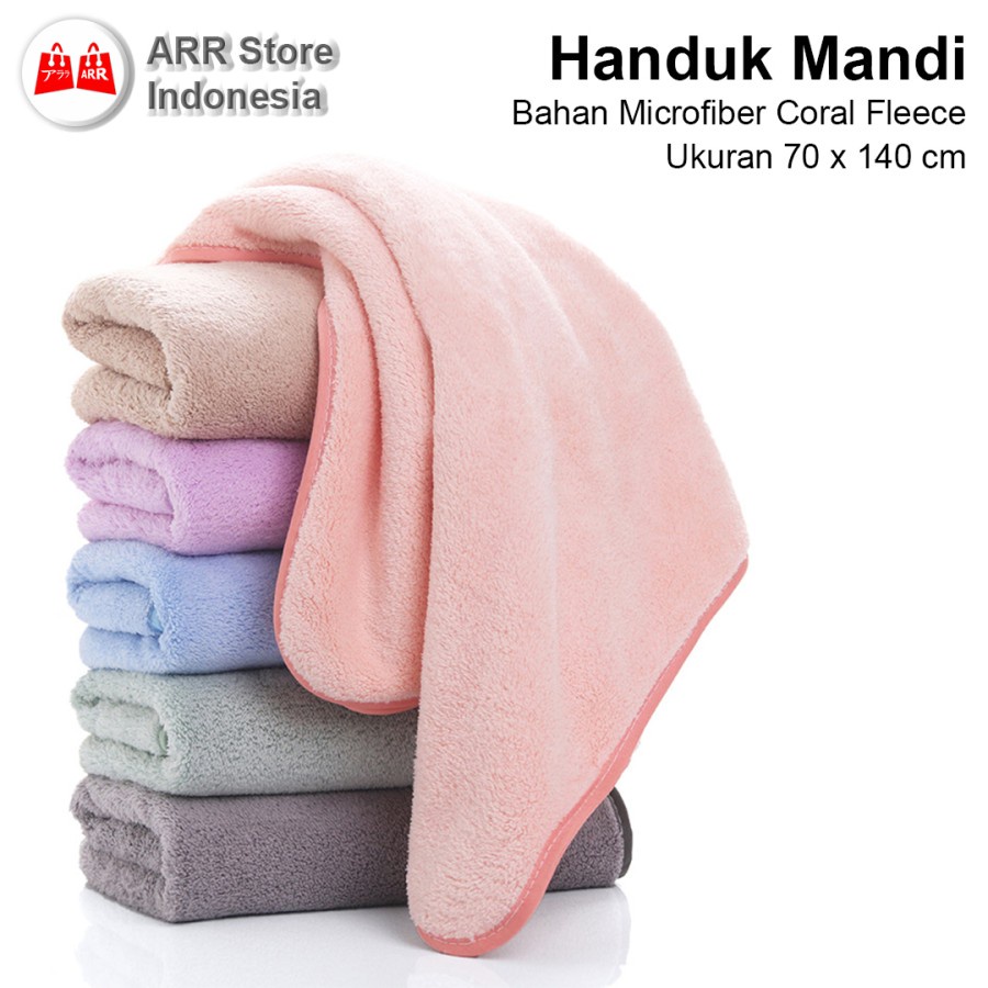 Handuk Mandi Dewasa Polos Microfiber Ukuran 70 x140 cm Quickdry  Kualitas Premium