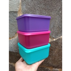 Tupperware Promo - toples kue kotak ukuran kecil - Small Summer Tropical 650 ml (3) MURAH