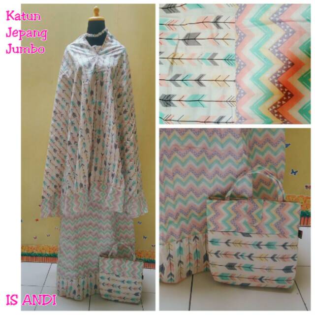 Mukena katun jepang panah jumbo + free tas