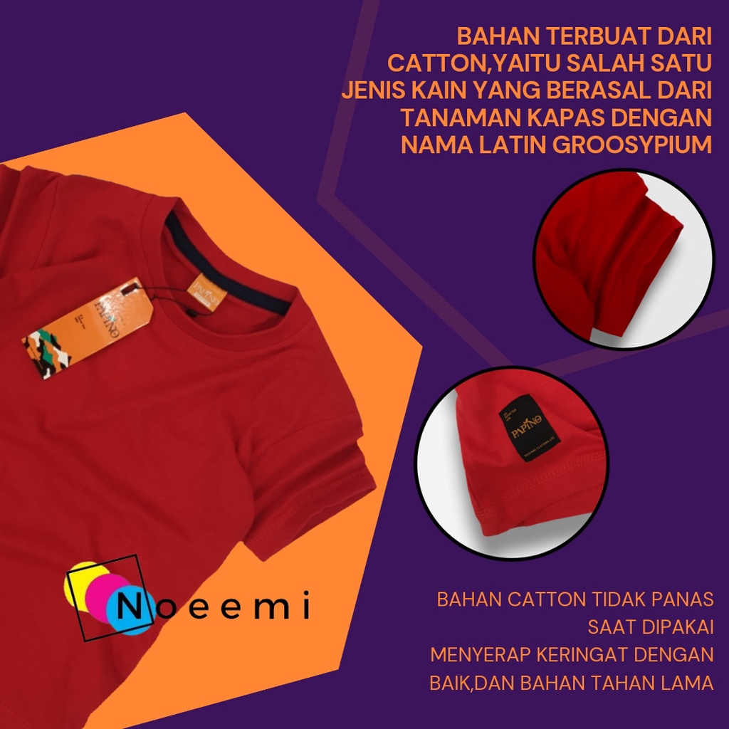 Papino Baju Kaos Anak Laki Laki 1-12 Tahun Pakaian Distro Oblong Polos Merah