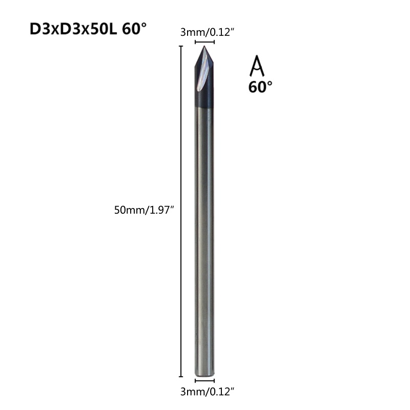 Bit Router Chamfer End Mill 60 Derajat 3 Flutes Bahan Tungsten Steel Untuk Mesin Chamfer