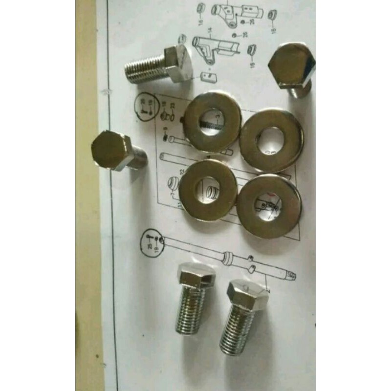 baut dan ring shock depan honda win 100