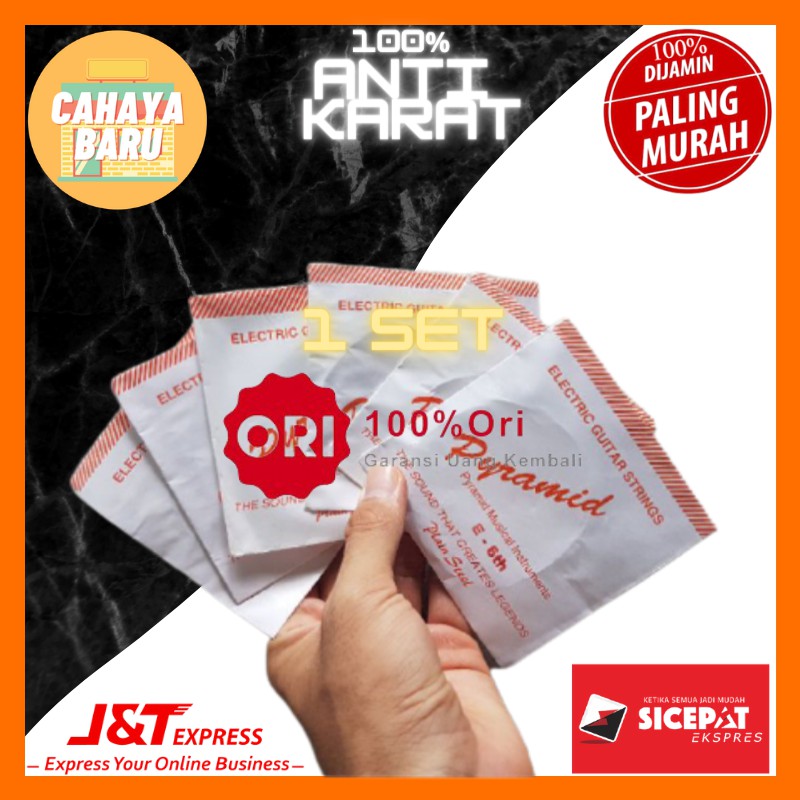 Senar Gitar Elektrik / Listrik Pyramid Original terbuat dari baja hitam Premium 1 Set Murah