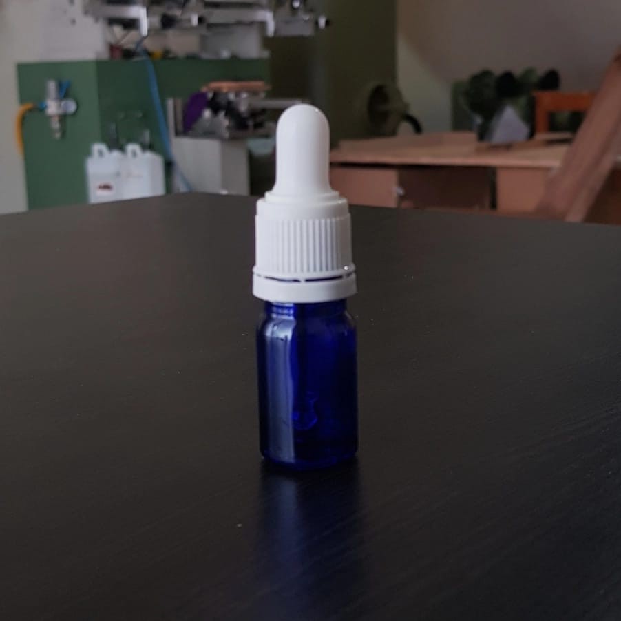 botol kaca pipet 5ml biru - ring segel putih