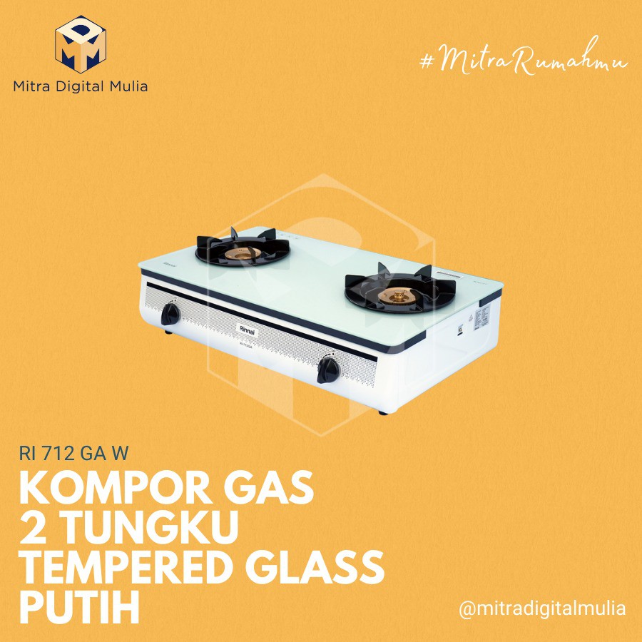 Jual Rinnai Ri 712 Ga W Kompor Gas Dengan Tempered Glass 2 Tungku Putih Shopee Indonesia