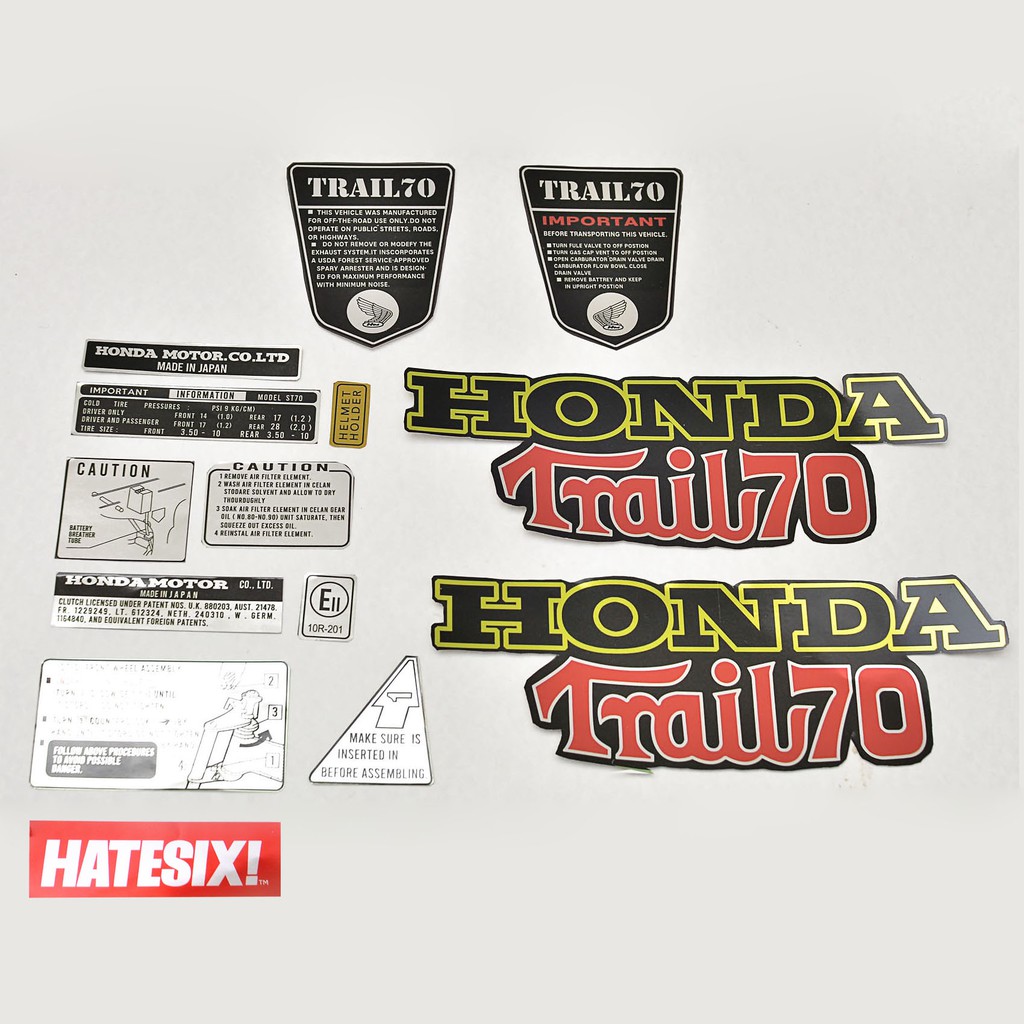 Sticker Decal Honda CT ST70 Trail70 Hatesix