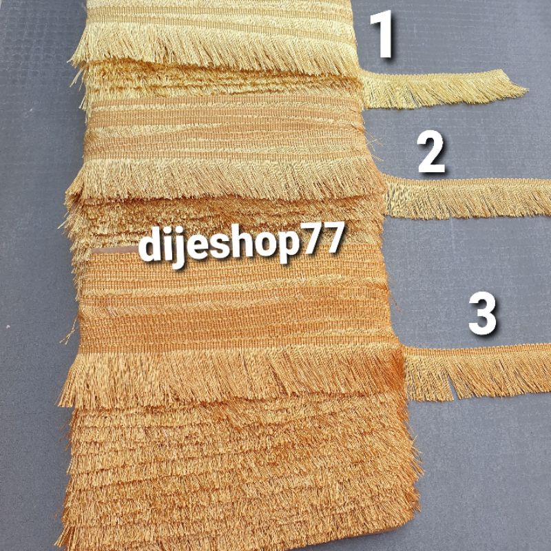 Renda Rumbai Seri Warna Emas ( METERAN ) / Emas India / Rumbai Gold Series / tassel rawis / gombyok 