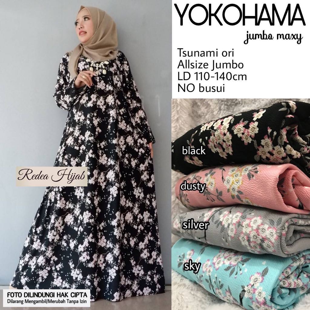 yokohama jumbo maxy dress maxi dress muslim dress muslimah dress motif bunga gamis motif gamis busui